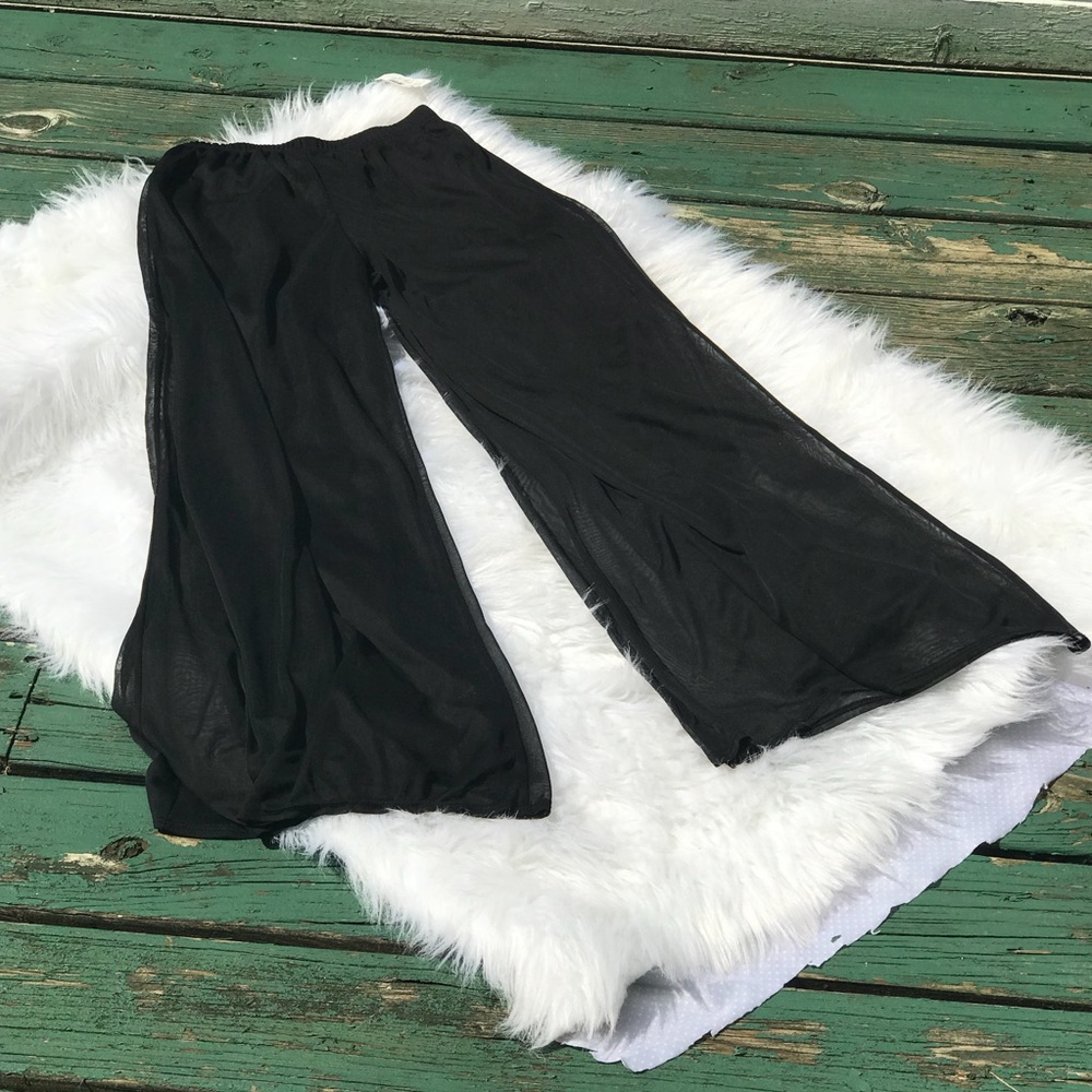 DRESS BARN Wide Leg Sheer Black Trouser Pants XS - Picture 3 of 7